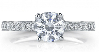 Standard Single Row Micro Pave Mounting W/14r Diamonds =0.40ct To Fit 1.50ct Round