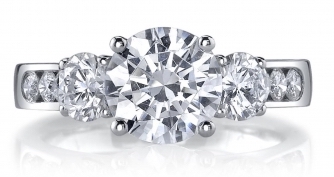 Standard Smart 3-Stone Round Diamond Semi-Mount W/Round Channel Set 1/2 Way