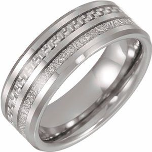 Tungsten Band With Imitation Meteorite & Carbon Fiber Inlay
