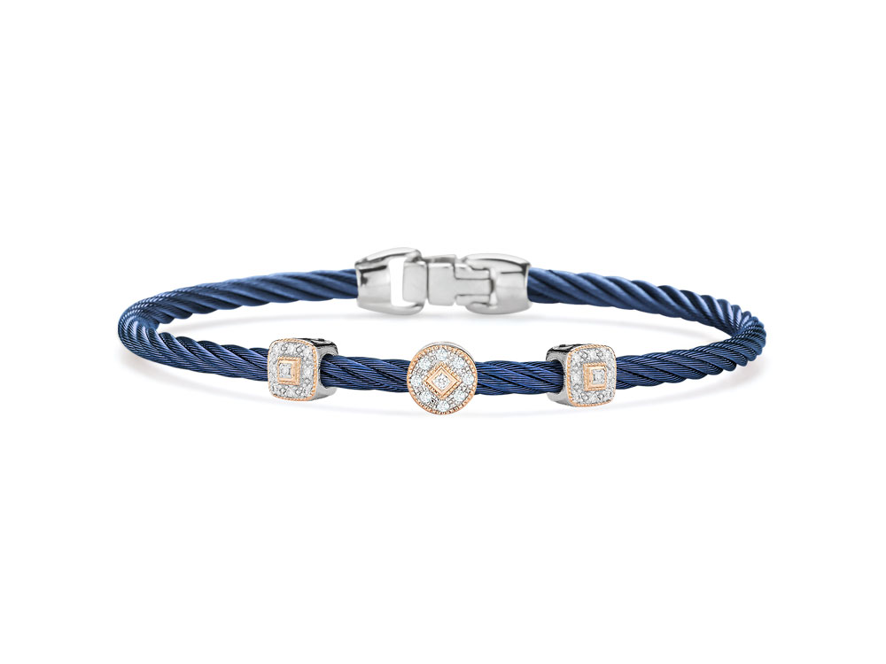 Blueberry 3 Station 3m Cable Bracelet 18kt/Ss 0.14 Dtw