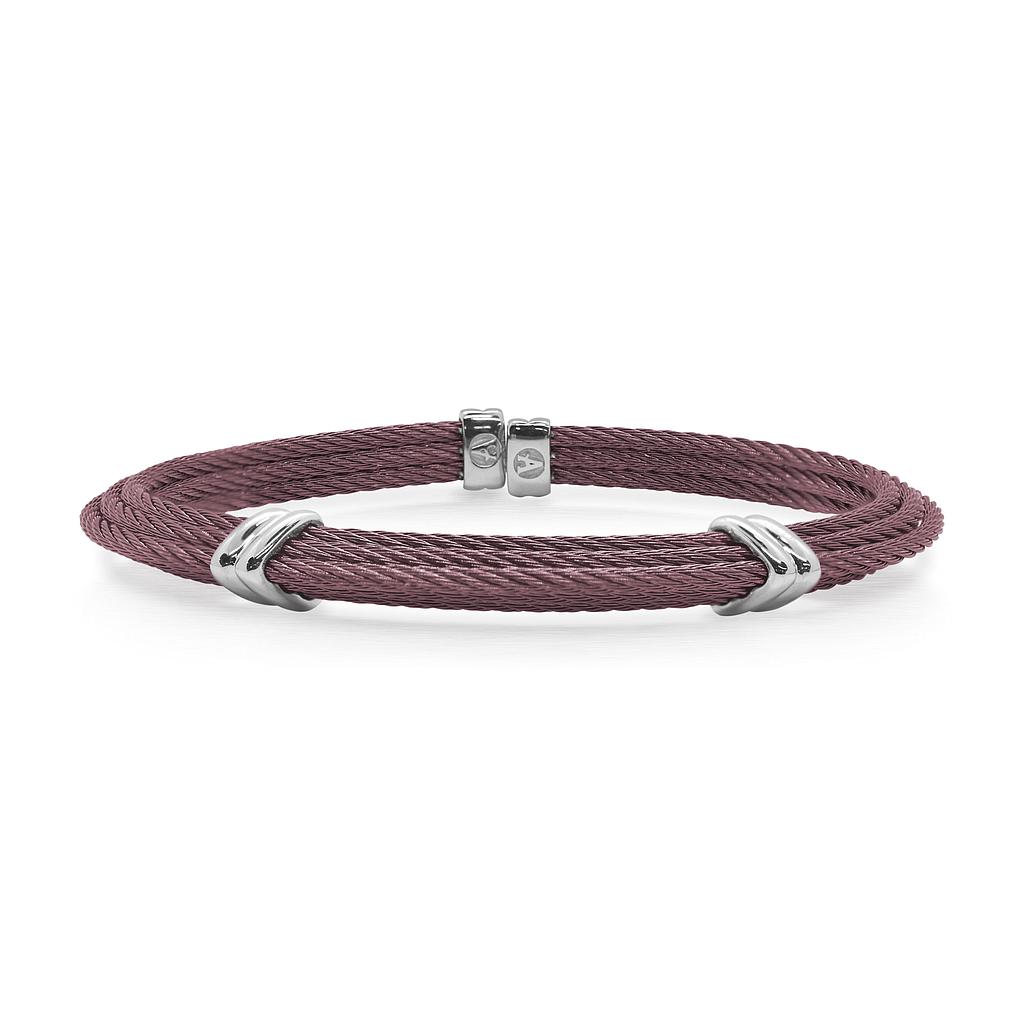 Burgundy Cable Tiered Bracelet With Dual Steel Stations