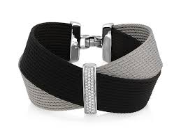 Crisscross White & Black With Diamond Center