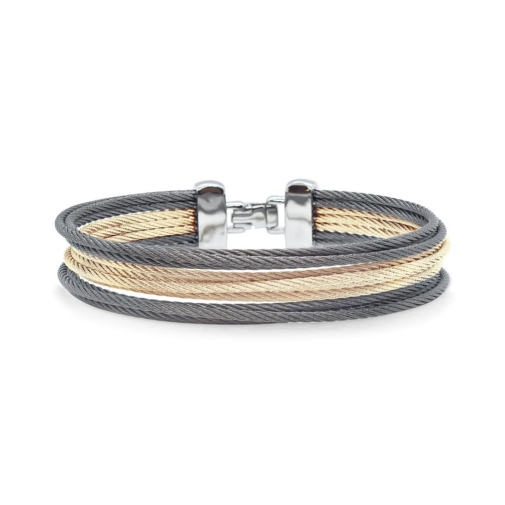 Carnation & Steel Grey Cable Triple Stack Bracelet