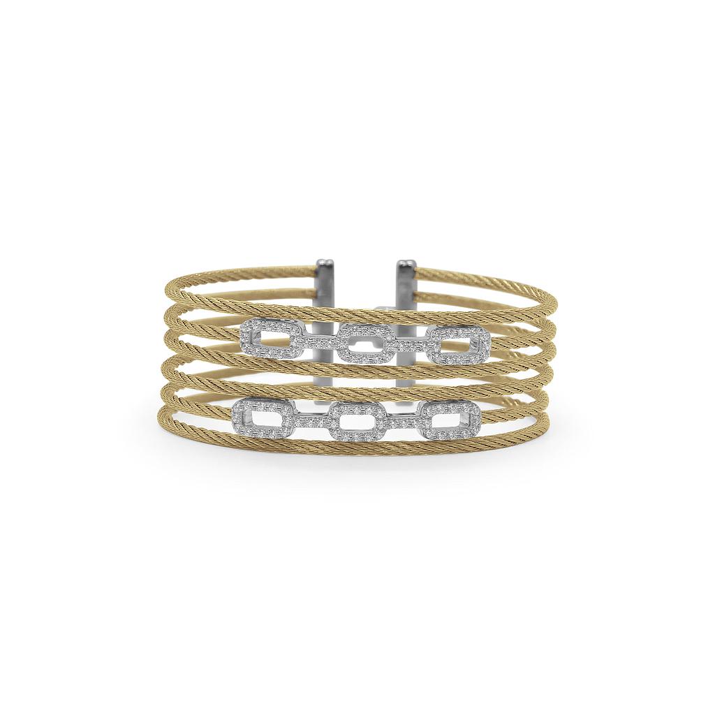 Yellow Cable Layered Links Bracelet With 18k White Gold & Diamonds
