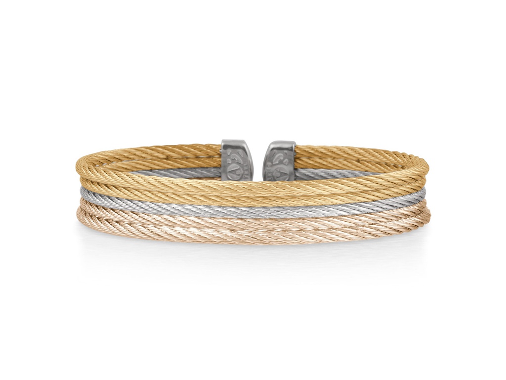 Carnation, Grey, & Yellow Cable Mini Cuff