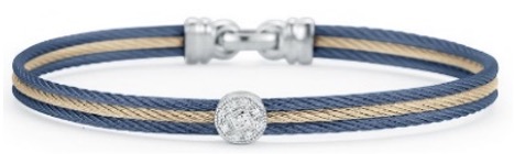 Classic Stackable Bracelet With Single Round Station Set In 18k White Gold