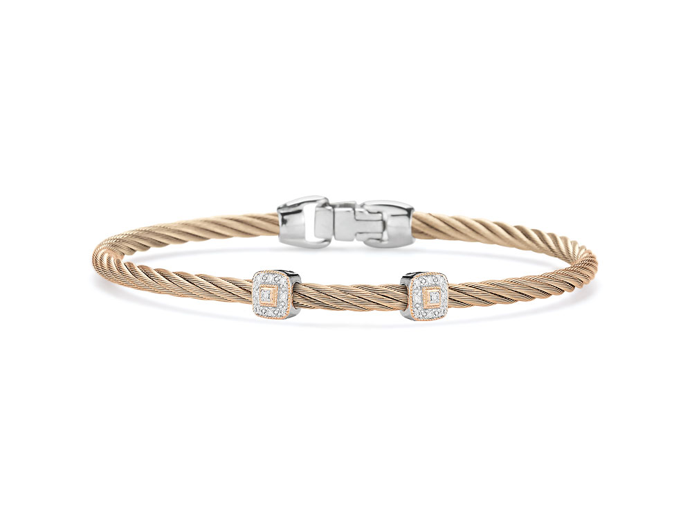 Carnation 3m 2 Station Cable Bracelet 18kt/Ss 0.09 Dtw