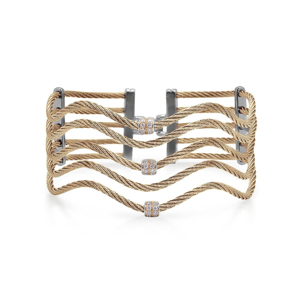 5 Row Cable Wave Bracelet With 18k & Diamonds