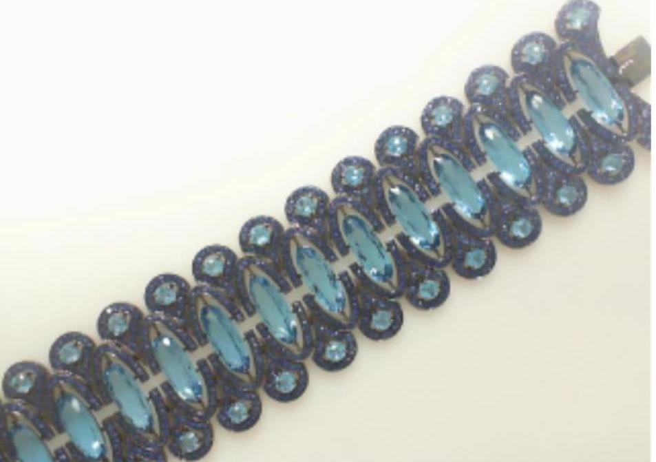 18k White Gold Blue Topaz & Sapphire Bracelet