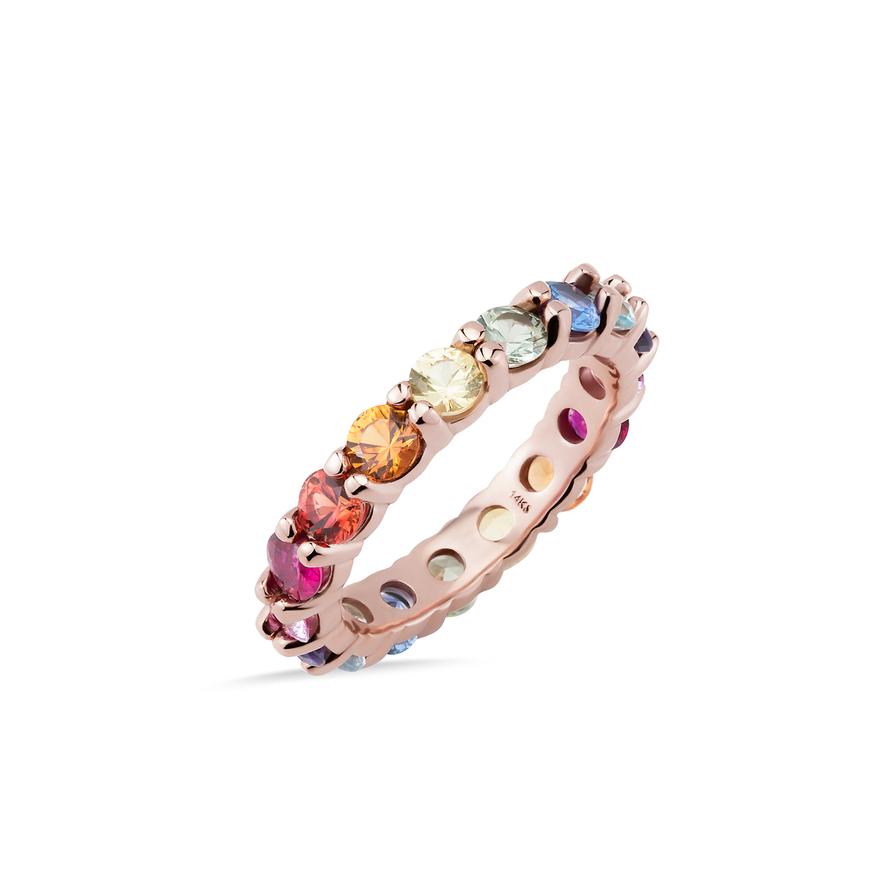 14k Rainbow Eternity Band