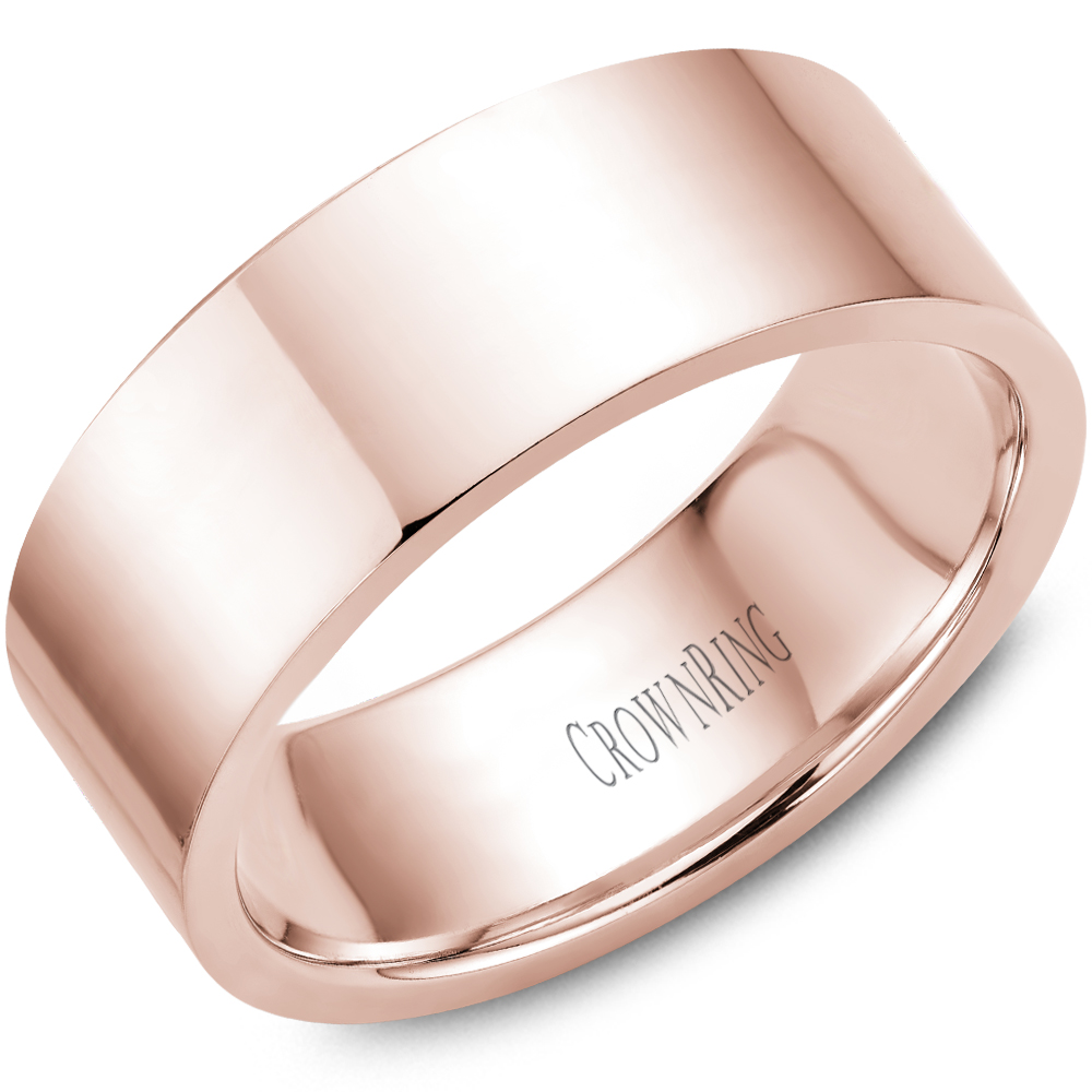 18k Rose Gold 8mm Flat Cf Sandblast Wedding Band