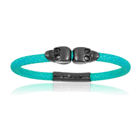 Double Bone Turquise Stingray Dbl Skull Bracelet