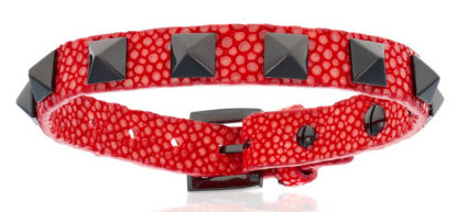 Double Bone Single Stud Black/Red Stingray Bracelet