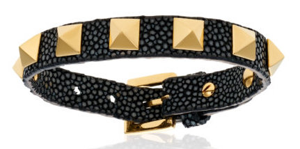 Double Bone Single Stud Yellow/Black Stingray Bracelet