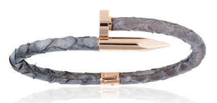 Double Bone Nail Pink Tone/Gray Python Bracelet