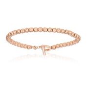 Double Bone Medium Beads Silver 925, Pink PVD Bracelet