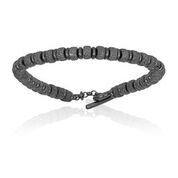Double Bone Big Beads Silver 925, Black PVD Bracelet