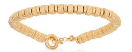Double Bone Big Beads Silver 925, Yellow PVD Bracelet