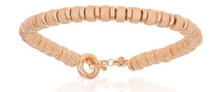 Double Bone Big Beads Silver 925, Pink PVD Bracelet