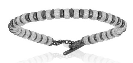 Double Bone Big Beads Silver 925, Black & White PVD Bracelet