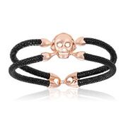Double Bone Single Skull Pink/Black Stingray Bracelet