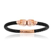 Double Bone Double Skull Pink/Black Stingray Bracelet