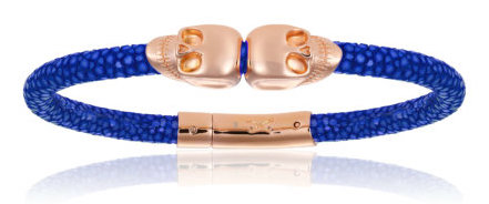 Double Bone Double Skull Pink/Blue Stingray Bracelet