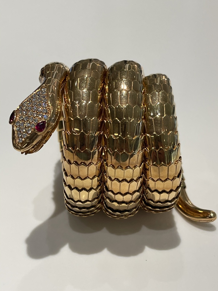 Quadruple Wrap Snake Bracelet With Diamond Head