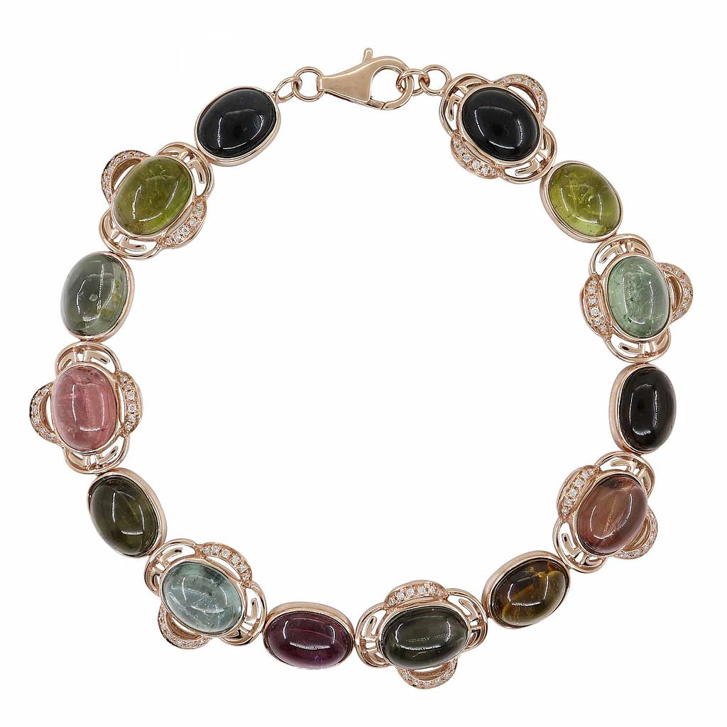 14k Rose Gold Diamond & Multicolor Tourmaline Bracelet