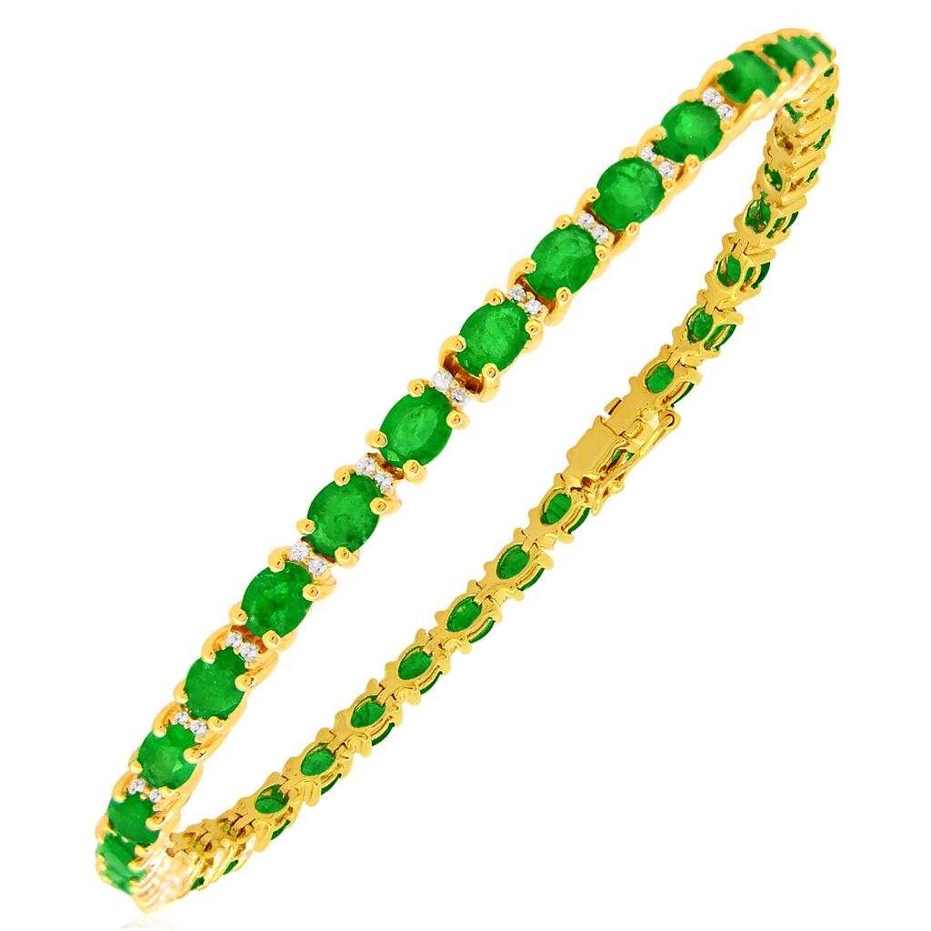 14k Yellow Gold Emerald & Diamond Bracelet