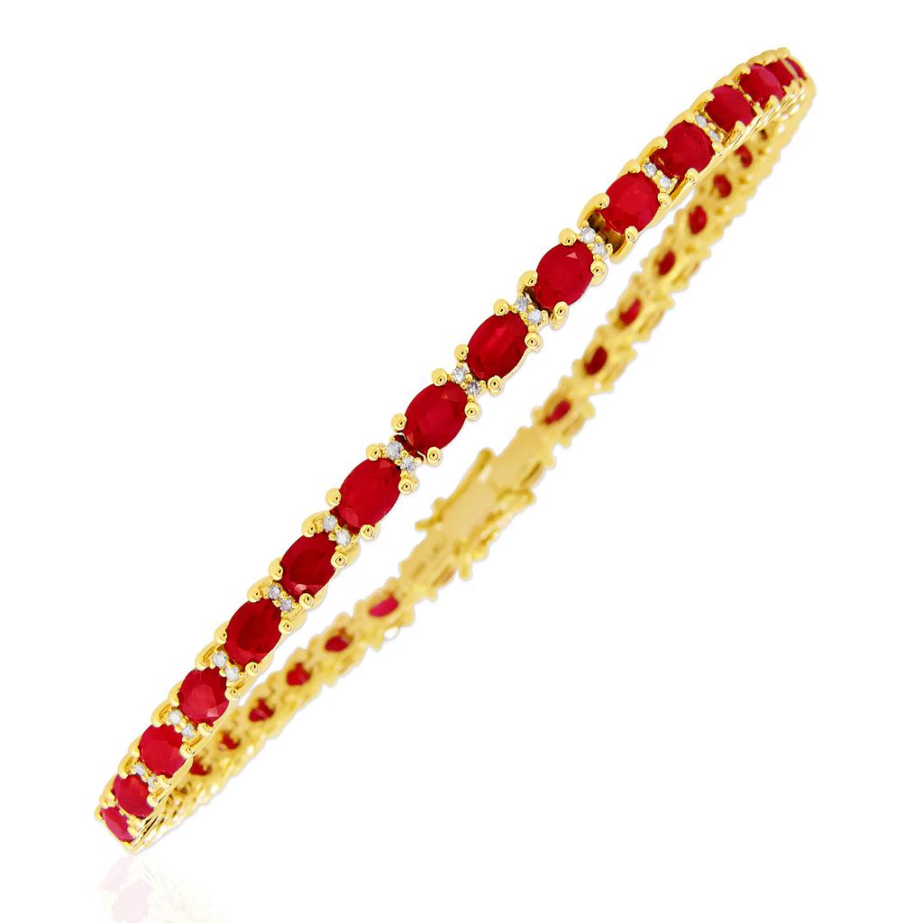 14k Yellow Gold Ruby & Diamond Bracelet