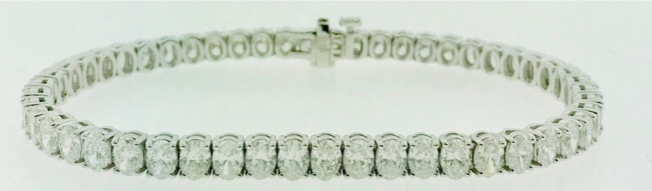 18k White Gold Oval 4 Prong Eternity Bracelet