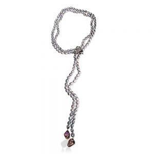 Orchid Lariat W/Grey Pearl & Ametrine