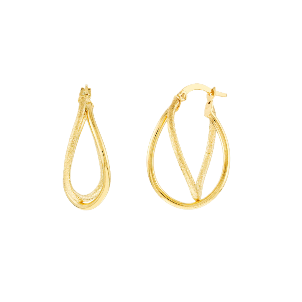 Double Oval Satin & Polished Twist Hoops