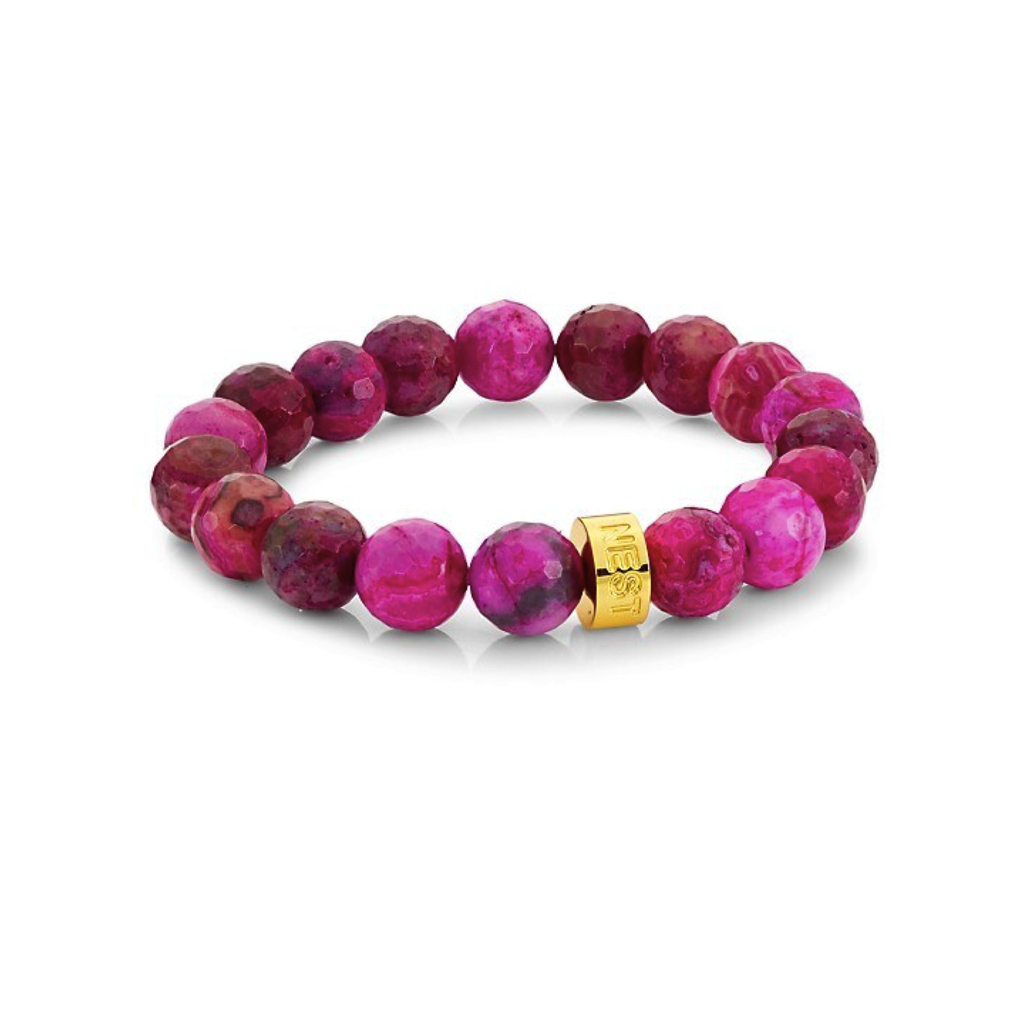Purple Magenta Agate Stretch Bracelet