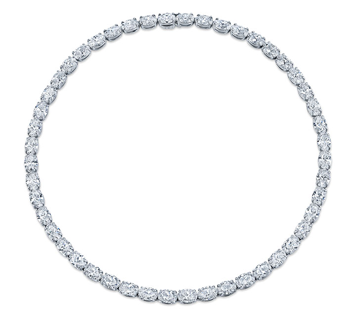 Platinum East West Oval Eternity Necklace