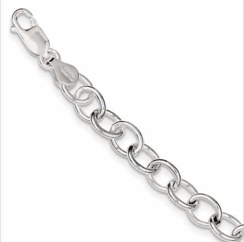 Silver Oval Open Link Bracelet 7 Inches