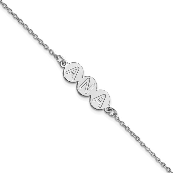 14k White Gold 3 Letter Bubble Bracelet