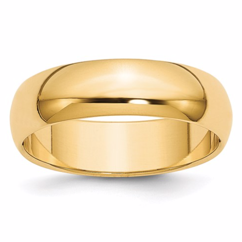 14k 6mm Half-Round Wedding Band