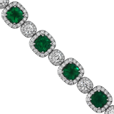 18k White Gold Emerald & Diamond Bracelet