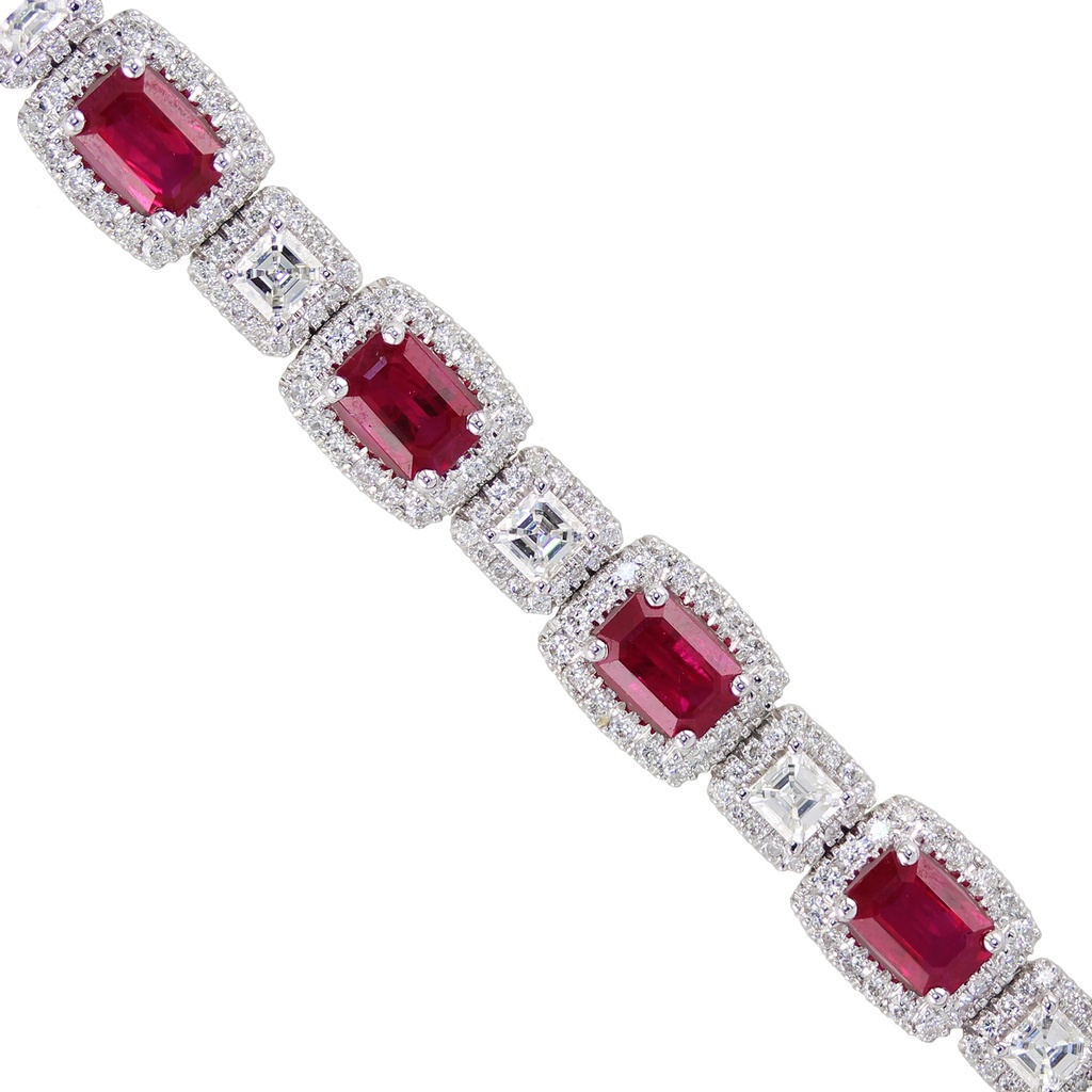18K White Gold Ruby and Diamond Bracelet