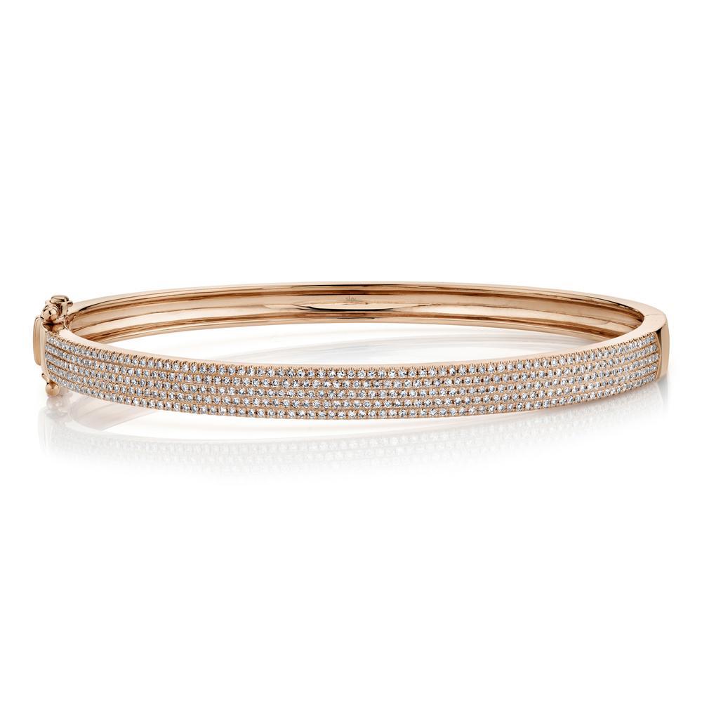 14k Rose Gold 5 Row Pave Diamond Bangle