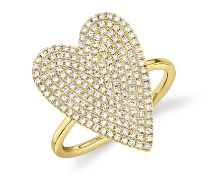 14k Yellow Gold 0.56ct Diamond Pave Heart Ring