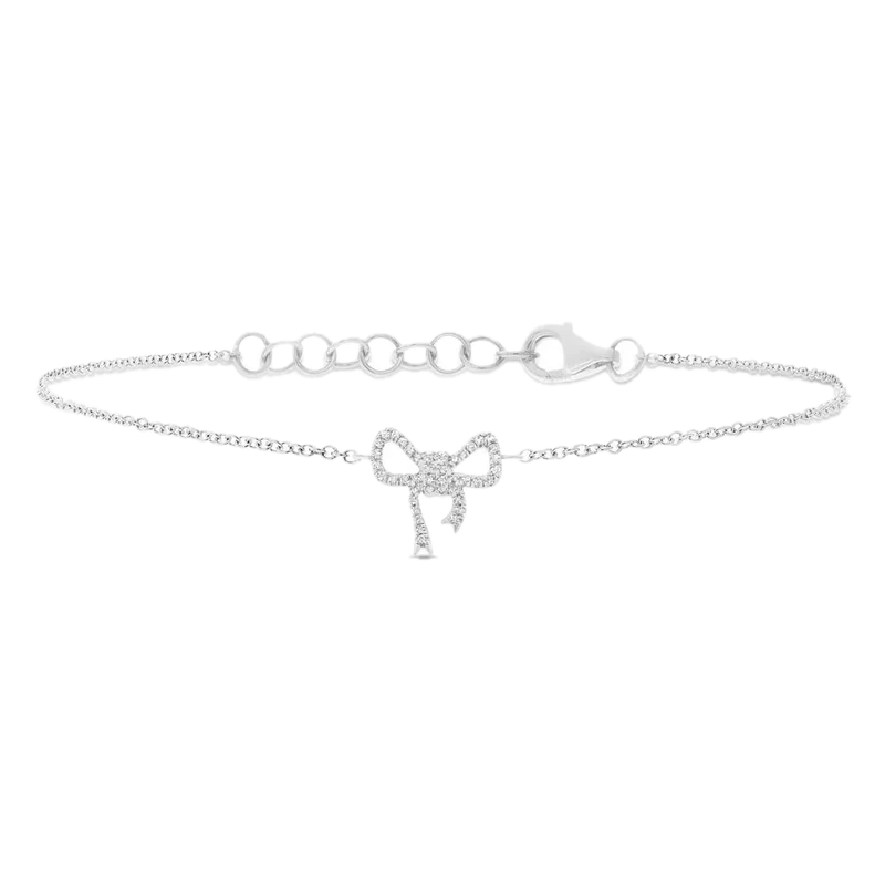 Shy Creations 14k White Gold Diamond Bow Bracelet