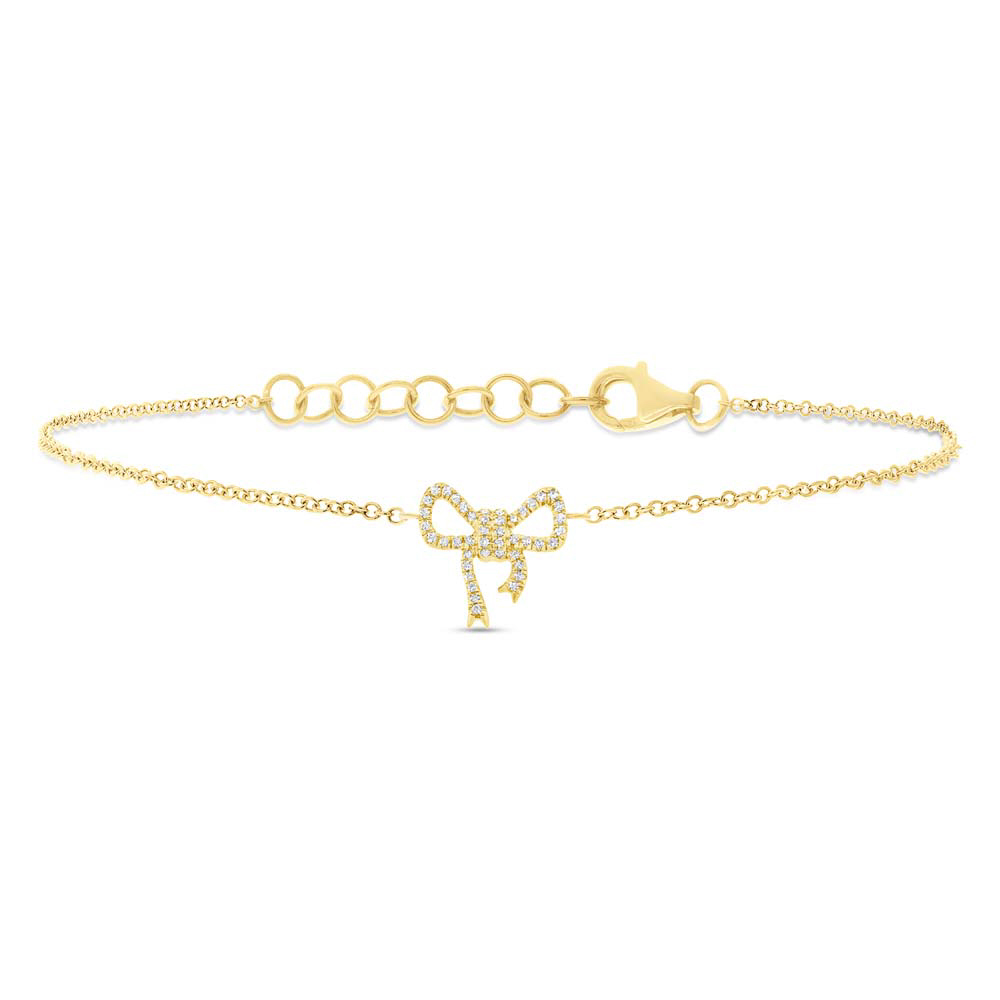 Shy Creation 14k Yellow Gold Diamond Bow Bracelet