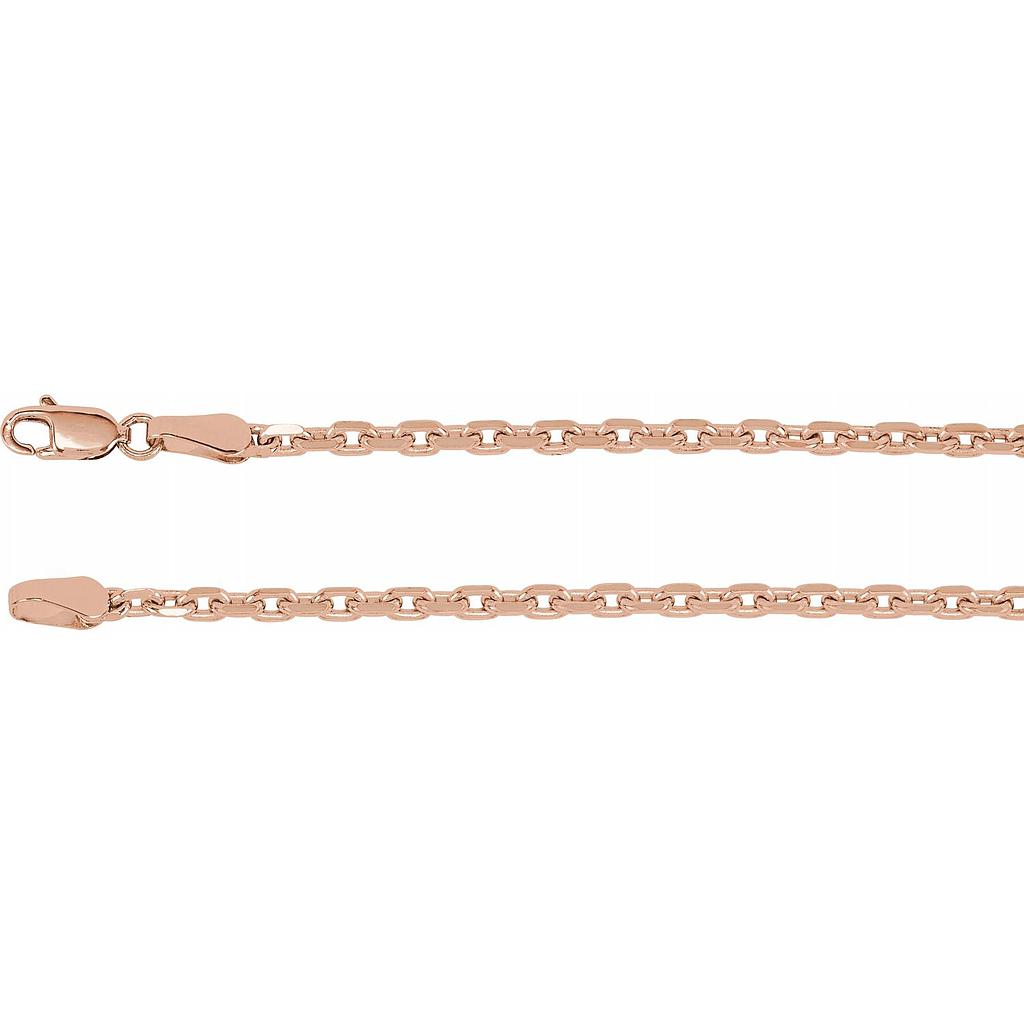 14k Rose 2.5 Mm Diamond-Cut Cable Chain