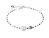 White Boulevard Stone Bracelet W/Single Red Bead In Line