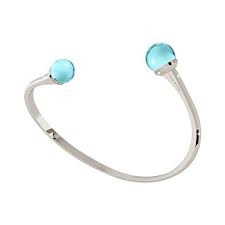 Hollywood Stone Double Light Blue Bead Open Cuff