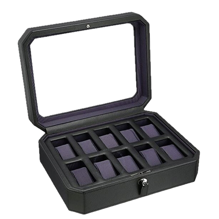 Windsor 10 Piece Watch Box In Black & Purple