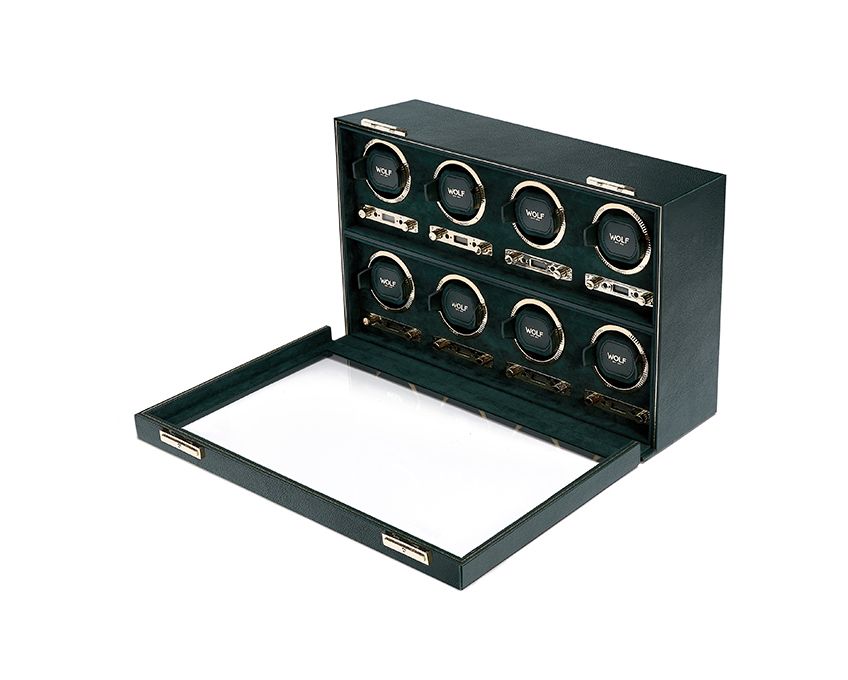 BRITISH RACING GREEN 8 PIECE WATCH WINDER